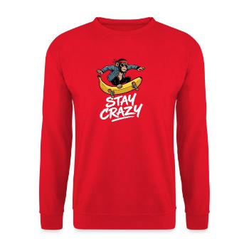 Verrücktes Affen-Skateboard - Unisex Pullover - Rot - Vorne - Alina (178cm) & Michal (187cm)