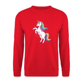 Aurora Rainbow Unicorn - Unisex Sweatshirt - red - Front - Alina (178cm) & Michal (187cm)