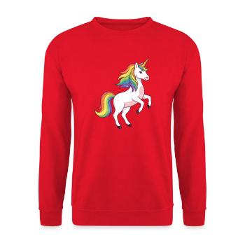 Licorne à crinière arc-en-ciel - Sweat-shirt Unisexe - rouge - Devant - Alina (178cm) & Michal (187cm)