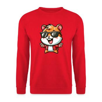 Cool Hamster Guinea Pig Cartoon Sun - Unisex Sweatshirt - red - Front - Alina (178cm) & Michal (187cm)