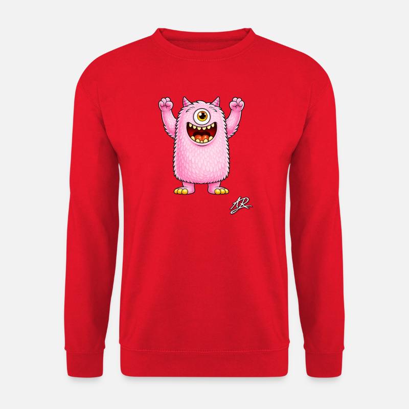 Rosa Monster mit fröhlichem Auge - Unisex Pullover - Rot