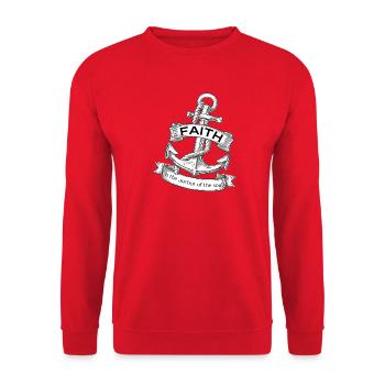 Faith is the anchor of the soul. Slightly tilted - Unisex Sweatshirt - red - Front - Alina (178cm) & Michal (187cm)