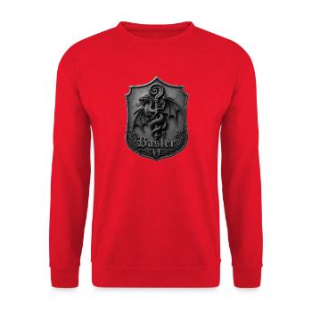 Basler Drachen Wappen - Unisex Pullover - Rot - Vorne - Alina (178cm) & Michal (187cm)