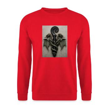 Drachen um den Griffstab - Unisex Pullover - Rot - Vorne - Alina (178cm) & Michal (187cm)