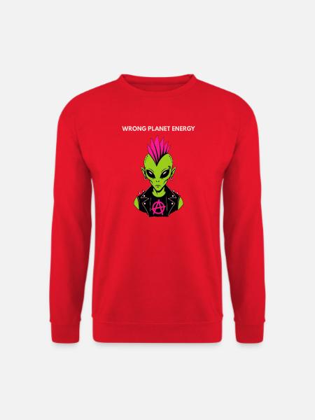 Alien Punk mit Anarchie-Symbol - Unisex Pullover - Rot