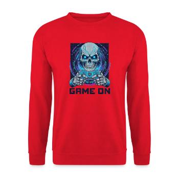 ON PEUT CONTINUER LE JEU - Cyber Skull Gamer | Conception du jeu néon - Sweat-shirt Unisexe - rouge - Devant - Alina (178cm) & Michal (187cm)