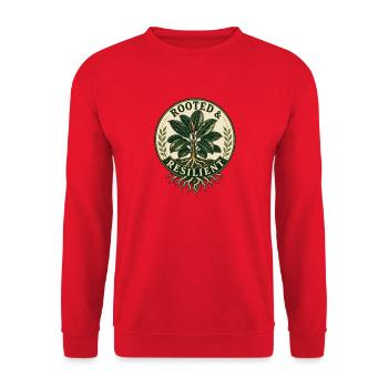 Rooted & Resilient – Vintage Gummibaum - Unisex Pullover - Rot - Vorne - Alina (178cm) & Michal (187cm)