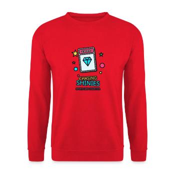 Hunting for Shiny Stones - Sports Card Motif - Unisex Sweatshirt - red - Front - Alina (178cm) & Michal (187cm)