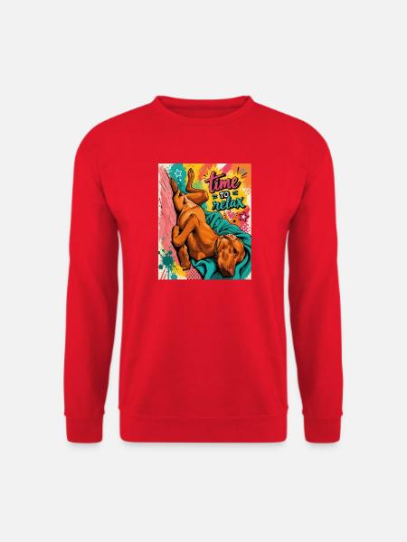 Zeit zum Entspannen / Vizsla-Kunst - Unisex Pullover - Rot