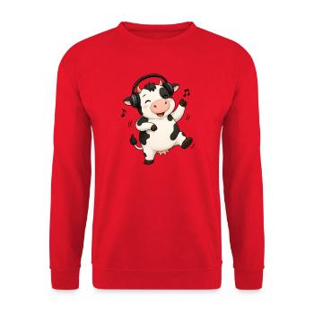 Cow dancing to music farmer farm - Unisex Sweatshirt - red - Front - Alina (178cm) & Michal (187cm)