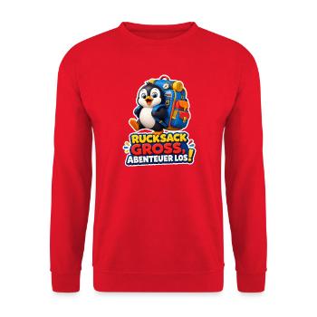Pinguin Rucksack groß Abenteuer los Reise Humor - Unisex Pullover - Rot - Vorne - Alina (178cm) & Michal (187cm)