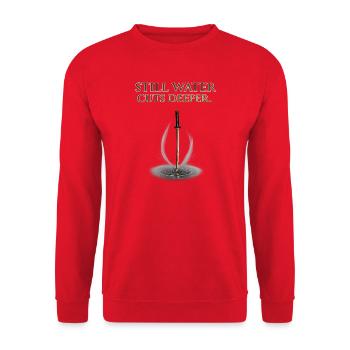 Still Water Cuts Deeper Katana Stoic Gym Shirt - Unisex Sweatshirt - red - Front - Alina (178cm) & Michal (187cm)