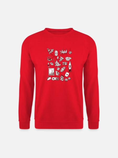 Nachtleben Snack-Doodle-Mashup - Unisex Pullover - Rot