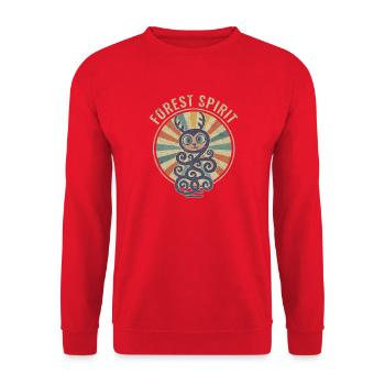 Waldgeist Retro-Tierfigur - Unisex Pullover - Rot - Vorne - Alina (178cm) & Michal (187cm)