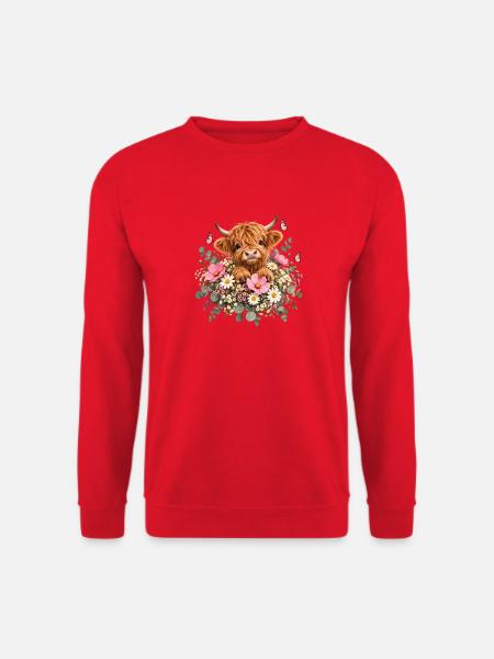 Highland Cow, Schottisches Rind, Hochland Rind - Unisex Pullover - Rot