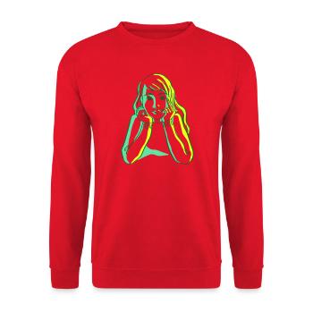 Portrait Girl - Unisex Pullover - Rot - Vorne - Alina (178cm) & Michal (187cm)