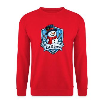 Schneemann Winterzauber - Unisex Pullover - Rot - Vorne - Alina (178cm) & Michal (187cm)