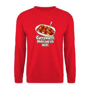 Currywurst reicht - Unisex Pullover - Rot - Vorne - Alina (178cm) & Michal (187cm)