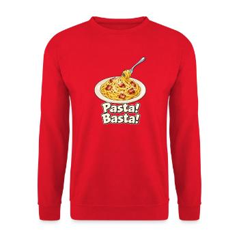 Pasta! Basta! - Unisex Pullover - Rot - Vorne - Alina (178cm) & Michal (187cm)
