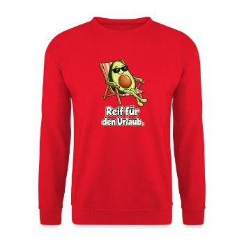 Avocado im Urlaub - Unisex Pullover - Rot - Vorne - Alina (178cm) & Michal (187cm)