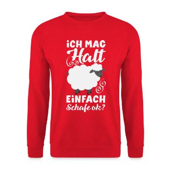 Ich Mag Halt Einfach Schafe Ok? - Unisex Pullover - Rot - Vorne - Alina (178cm) & Michal (187cm)