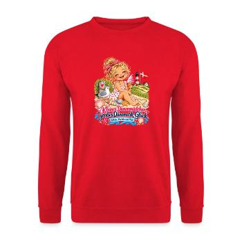 Dünenmädchen Dänemark-Glück - Unisex Pullover - Rot - Vorne - Alina (178cm) & Michal (187cm)