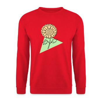 Sonnenblumenblüte in mintgrüner geometrischer Form - Unisex Pullover - Rot - Vorne - Alina (178cm) & Michal (187cm)