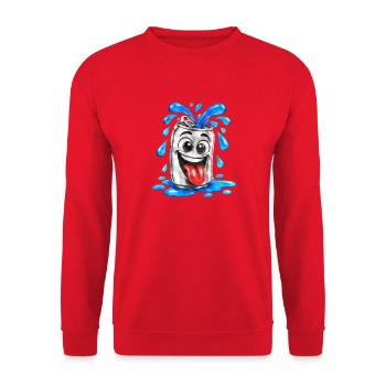 Spritzender Dosenfreund - Unisex Pullover - Rot - Vorne - Alina (178cm) & Michal (187cm)