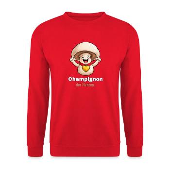 Champignon der Herzen - Unisex Pullover - Rot - Vorne - Alina (178cm) & Michal (187cm)
