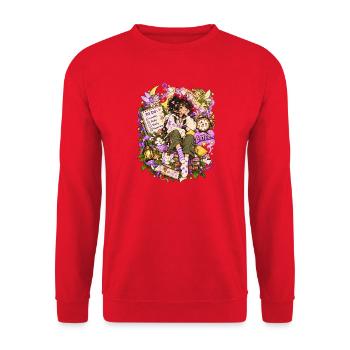 Organisiertes Chaos und Aufschieben × Féerie und... - Unisex Pullover - Rot - Vorne - Alina (178cm) & Michal (187cm)