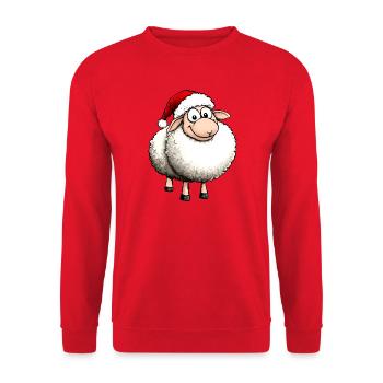 Schafe Weihnachten / Santa Schaf - Unisex Pullover - Rot - Vorne - Alina (178cm) & Michal (187cm)