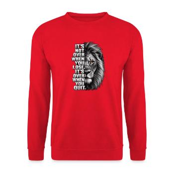Löwenentschlossenheit: Gib niemals auf - Unisex Pullover - Rot - Vorne - Alina (178cm) & Michal (187cm)
