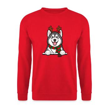 Weihnachten Alaskan Malamute - Unisex Pullover - Rot - Vorne - Alina (178cm) & Michal (187cm)