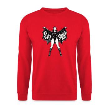 SLAY SPOOKY - Unisex Pullover - Rot - Vorne - Alina (178cm) & Michal (187cm)