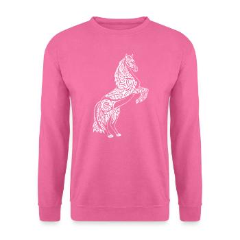 Tätowiertes weißes Pferd - Unisex Pullover - Pink - Vorne