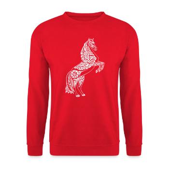 Cheval blanc tatoué - Sweat-shirt Unisexe - rouge - Devant - Alina (178cm) & Michal (187cm)