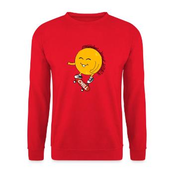 Sonne auf einem skateboard - Unisex Pullover - Rot - Vorne - Alina (178cm) & Michal (187cm)