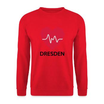 Herz Dresden - Unisex Pullover - Rot - Vorne - Alina (178cm) & Michal (187cm)