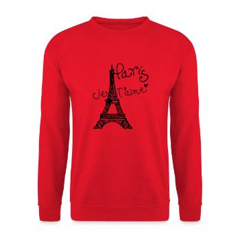 Paris Je T'aime Eiffelturm - Unisex Pullover - Rot - Vorne - Alina (178cm) & Michal (187cm)
