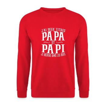 Papi Men's Day Gift Papi Grand Papa - Unisex Sweatshirt - red - Front - Alina (178cm) & Michal (187cm)