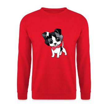 Mignon beau chien Chibi - Sweat-shirt Unisexe - rouge - Devant - Alina (178cm) & Michal (187cm)