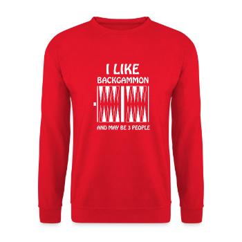 boardgame chess backgammon game night - Unisex Pullover - Rot - Vorne - Alina (178cm) & Michal (187cm)