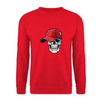 Crâne avec casquette - Sweat-shirt Unisexe - rouge - Devant - Alina (178cm) & Michal (187cm)