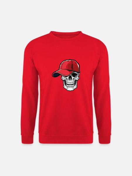 Totenkopf mit Kappe - Unisex Pullover - Rot