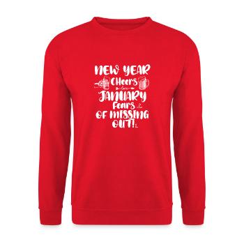 New Year Cheers, January Peers - Unisex Sweatshirt - red - Front - Alina (178cm) & Michal (187cm)