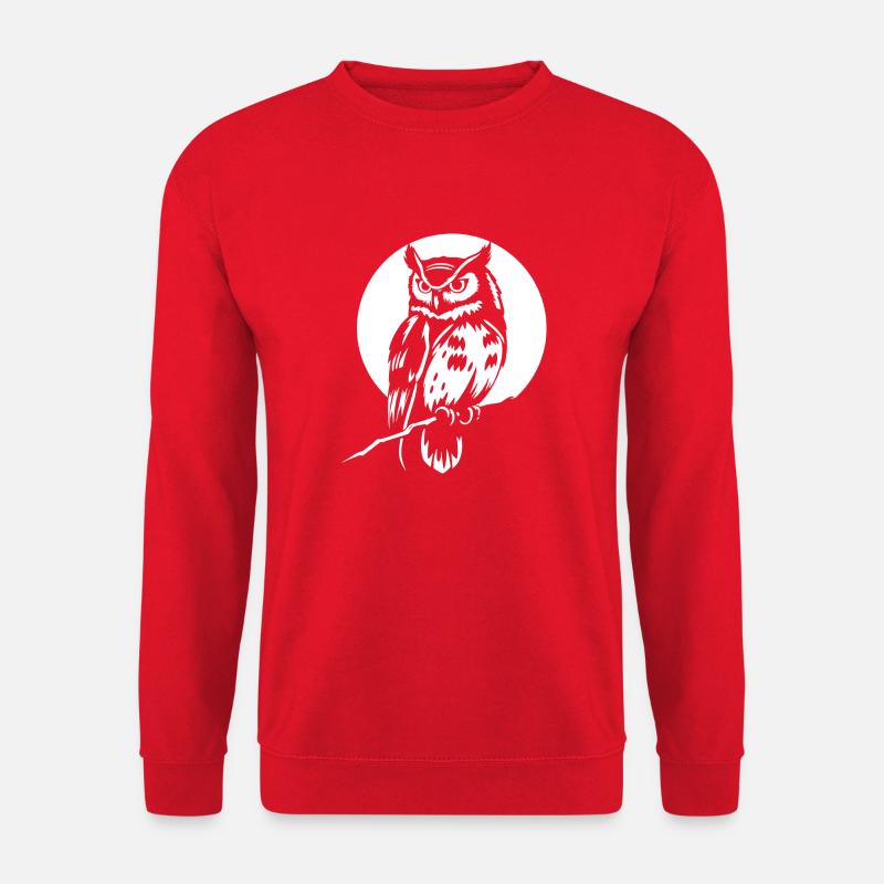 Die Eule und der Mond - Unisex Pullover - Rot