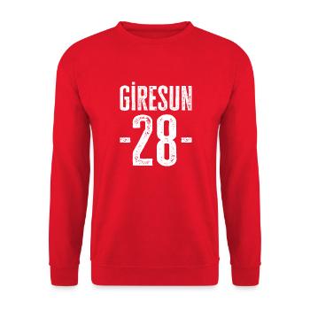 Giresun 28 – Stolz auf die Schwarzmeerregion - Unisex Pullover - Rot - Vorne - Alina (178cm) & Michal (187cm)