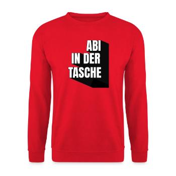 Abi in der Tasche, Geschenk Abitur, Absolventen - Unisex Pullover - Rot - Vorne - Alina (178cm) & Michal (187cm)