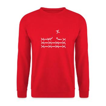 Ausbruch aus dem System sei anders einzigartig fun - Unisex Pullover - Rot - Vorne - Alina (178cm) & Michal (187cm)