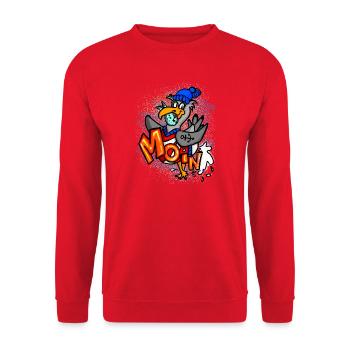Moin Möwe Nordsee Cartoon - Unisex Pullover - Rot - Vorne - Alina (178cm) & Michal (187cm)